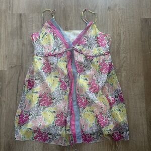 Johnny Was- for love and liberty 100% silk sheer tie top Sz Medium